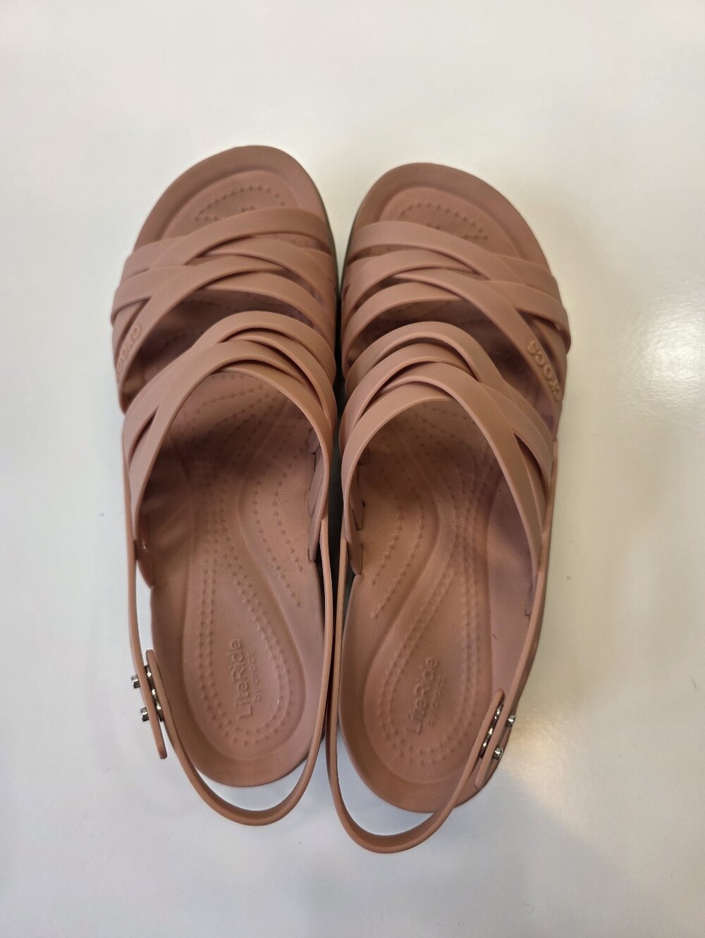 Crocs LiteRide Pink Strappy Platform Wedge Sandals Women’s Size 9